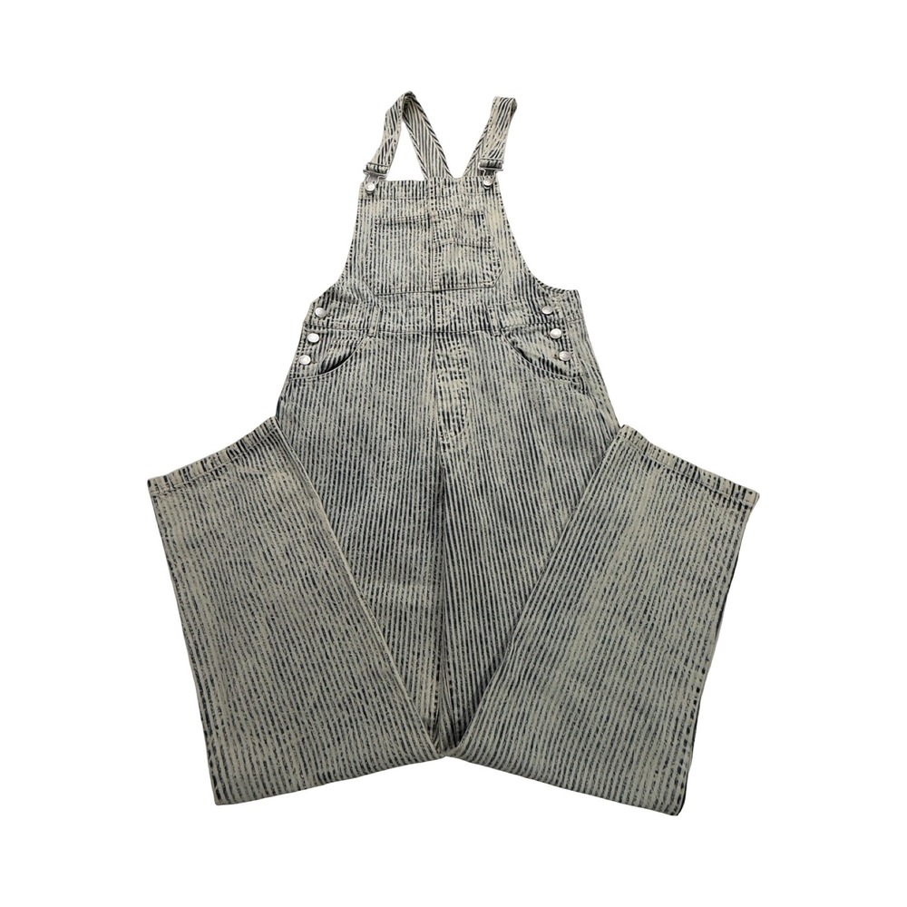 Urban Daizy Overalls Womens S Blue White Striped Denim Cotton Western